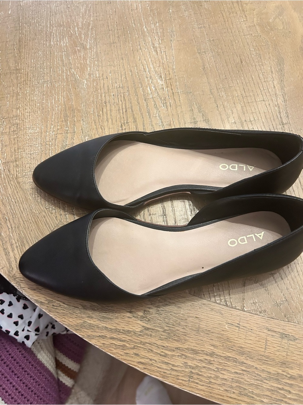 ALDO Black Pointed Toe D’Orsay Flats